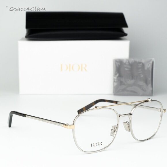 Dior Men Eyeglasses Matte Silver Gold Round CD DIAMONDO R2U F200 BRAND NEW - Picture 3 of 8